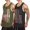 COOFANDY Men’s 3 Pack Quick Dry Workout Tank Top Gym Muscle Tee Fitness Bodybuilding Sleeveless T Shirt(Flag-black/Green)