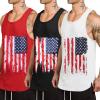 COOFANDY Men’s 3 Pack Quick Dry Workout Tank Top Gym Muscle Tee Fitness Bodybuilding Sleeveless T Shirt(Flag-black/Red/White)