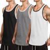 COOFANDY Men’s 3 Pack Quick Dry Workout Tank Top Gym Muscle Tee Fitness Bodybuilding Sleeveless T Shirt(Stripe Black/White/Grey)
