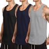 COOFANDY Men’s 3 Pack Tank Tops Cotton Performance Sleeveless Casual Classic T Shirts(04black/Gray/Navy Blue)