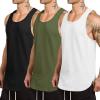 COOFANDY Men’s 3 Pack Tank Tops Cotton Performance Sleeveless Casual Classic T Shirts(05black/White/Army Green)