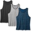 COOFANDY Men’s 3 Pack Tank Tops Cotton Performance Sleeveless Casual Classic T Shirts(Black/Blue/Light Grey)