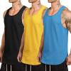 COOFANDY Men’s 3 Pack Tank Tops Cotton Performance Sleeveless Casual Classic T Shirts(Black/Blue/Yellow)