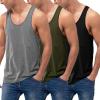 COOFANDY Men’s 3 Pack Tank Tops Cotton Performance Sleeveless Casual Classic T Shirts(Black/Dark Grey/Army Green)