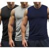 COOFANDY Men’s 3 Pack Tank Tops Cotton Performance Sleeveless Casual Classic T Shirts(Black/Light Grey/Navy Blue)