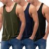 COOFANDY Men’s 3 Pack Tank Tops Cotton Performance Sleeveless Casual Classic T Shirts(Black/Nave Blue/Army Green)
