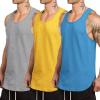 COOFANDY Men’s 3 Pack Tank Tops Cotton Performance Sleeveless Casual Classic T Shirts(Blue/Light Grey/Yellow)