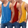 COOFANDY Men’s 3 Pack Tank Tops Cotton Performance Sleeveless Casual Classic T Shirts(Blue/Red/Yellow)