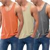 COOFANDY Men’s 3 Pack Tank Tops Cotton Performance Sleeveless Casual Classic T Shirts(Orange/Khaki/Dark Gray)