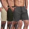COOFANDY Men’s 3 Pack Workout Gym Shorts Mesh Athletic Shorts Lightweight Bodybuilding Training Short Pants with Pockets(Army Green/Dark Grey/Khaki)