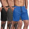 COOFANDY Men’s 3 Pack Workout Gym Shorts Mesh Athletic Shorts Lightweight Bodybuilding Training Short Pants with Pockets(Black / Blue / Dark Gray)