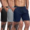 COOFANDY Men’s 3 Pack Workout Gym Shorts Mesh Athletic Shorts Lightweight Bodybuilding Training Short Pants with Pockets(Black / Gray / Navy Blue)