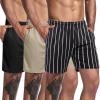COOFANDY Men’s 3 Pack Workout Gym Shorts Mesh Athletic Shorts Lightweight Bodybuilding Training Short Pants with Pockets(Black & White Stripe/Black/Kahki)