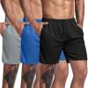 COOFANDY Men’s 3 Pack Workout Gym Shorts Mesh Athletic Shorts Lightweight Bodybuilding Training Short Pants with Pockets(Blue / Black / Gray)