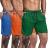 COOFANDY Men’s 3 Pack Workout Gym Shorts Mesh Athletic Shorts Lightweight Bodybuilding Training Short Pants with Pockets(Blue / Green / Orange)