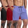COOFANDY Men’s 3 Pack Workout Gym Shorts Mesh Athletic Shorts Lightweight Bodybuilding Training Short Pants with Pockets(Purple / Black / Red)