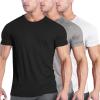 COOFANDY Men’s 3 Pack Workout T Shirts Short Sleeve Gym Bodybuilding Muscle Shirt Base Layer Fitness Tee Tops(01-black/White/Dark Grey)