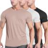 COOFANDY Men’s 3 Pack Workout T Shirts Short Sleeve Gym Bodybuilding Muscle Shirt Base Layer Fitness Tee Tops(Black/01-dark Grey/Pink)
