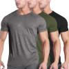 COOFANDY Men’s 3 Pack Workout T Shirts Short Sleeve Gym Bodybuilding Muscle Shirt Base Layer Fitness Tee Tops(Black/Dark Grey/Olive Green)