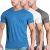 COOFANDY Men’s 3 Pack Workout T Shirts Short Sleeve Gym Bodybuilding Muscle Shirt Base Layer Fitness Tee Tops(Blue/White/Dark Grey)