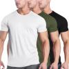 COOFANDY Men’s 3 Pack Workout T Shirts Short Sleeve Gym Bodybuilding Muscle Shirt Base Layer Fitness Tee Tops(White/Olive Green/Black)