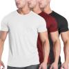 COOFANDY Men’s 3 Pack Workout T Shirts Short Sleeve Gym Bodybuilding Muscle Shirt Base Layer Fitness Tee Tops(Wine Red/White/Black)