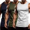 COOFANDY Men’s 3 Pack Workout Tank Tops Sleeveless Gym Shirts Bodybuilding Fitness Muscle Tee Shirts(Army Green/Navy Blue/White)