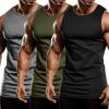 COOFANDY Men’s 3 Pack Workout Tank Tops Sleeveless Gym Shirts Bodybuilding Fitness Muscle Tee Shirts(Black/Medium Grey/Army Green)