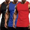 COOFANDY Men’s 3 Pack Workout Tank Tops Sleeveless Gym Shirts Bodybuilding Fitness Muscle Tee Shirts(Black/Red/Royal Blue)