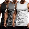 COOFANDY Men’s 3 Pack Workout Tank Tops Sleeveless Gym Shirts Bodybuilding Fitness Muscle Tee Shirts(White/Dark Grey/Black)