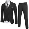 COOFANDY Men’s 3 Piece Wedding Suit Set One Button Slim Fit Jacket Blazer Vest Pants Set Groom Prom Tuxedo Suits(Black)