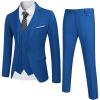 COOFANDY Men’s 3 Piece Wedding Suit Set One Button Slim Fit Jacket Blazer Vest Pants Set Groom Prom Tuxedo Suits(Blue)