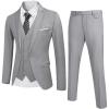 COOFANDY Men’s 3 Piece Wedding Suit Set One Button Slim Fit Jacket Blazer Vest Pants Set Groom Prom Tuxedo Suits(Grey)