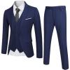 COOFANDY Men’s 3 Piece Wedding Suit Set One Button Slim Fit Jacket Blazer Vest Pants Set Groom Prom Tuxedo Suits(Navy Blue)