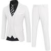 COOFANDY Men’s 3 Piece Wedding Suit Set One Button Slim Fit Jacket Blazer Vest Pants Set Groom Prom Tuxedo Suits(White)