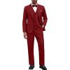 COOFANDY Men’s 3 Pieces Suit Classic One Button Single Breasted Slim Fit Blazer Jacket Vest Pants Set Wedding Busines(Red)