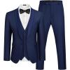 COOFANDY Men’s 3 Pieces Suit Slim Fit Tuxedo Set One Button Shawl Lapel Dinner Prom Jacket Vest Pants with Tie(Navy Blue)