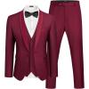 COOFANDY Men’s 3 Pieces Suit Slim Fit Tuxedo Set One Button Shawl Lapel Dinner Prom Jacket Vest Pants with Tie(Wine Red)