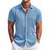 COOFANDY Mens Beach Shirt Short Sleeve Button Down Shirts Casual Cuban Collared Summer Vacation Tropical Shirts(Clear Blue)