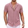 COOFANDY Mens Beach Shirt Short Sleeve Button Down Shirts Casual Cuban Collared Summer Vacation Tropical Shirts(Dusty Rose)
