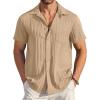COOFANDY Mens Beach Shirt Short Sleeve Button Down Shirts Casual Cuban Collared Summer Vacation Tropical Shirts(Khaki)