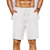 COOFANDY Men’s Beach Shorts 9″ Elastic Waist Drawstring Shorts Lightweight Regular Fit Casual Summer Shorts(White)