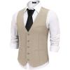 COOFANDY Men’s Business Suit Vests Slim Fit Formal Dress Waistcoat Groomsman Vest For Wedding(Beige)