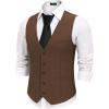 COOFANDY Men’s Business Suit Vests Slim Fit Formal Dress Waistcoat Groomsman Vest For Wedding(Brown)