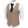 COOFANDY Men’s Business Suit Vests Slim Fit Formal Dress Waistcoat Groomsman Vest For Wedding(Khaki)