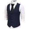 COOFANDY Men’s Business Suit Vests Slim Fit Formal Dress Waistcoat Groomsman Vest For Wedding(Navy Blue)