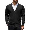 COOFANDY Mens Cardigan Sweaters Long Sleeve V Neck Cardigans Lightweight Knitted Button Down Sweaters with Pockets(Black)