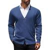 COOFANDY Mens Cardigan Sweaters Long Sleeve V Neck Cardigans Lightweight Knitted Button Down Sweaters with Pockets(Blue)