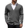 COOFANDY Mens Cardigan Sweaters Long Sleeve V Neck Cardigans Lightweight Knitted Button Down Sweaters with Pockets(Dark Grey)