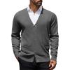 COOFANDY Mens Cardigan Sweaters Long Sleeve V Neck Cardigans Lightweight Knitted Button Down Sweaters with Pockets(Gray)
